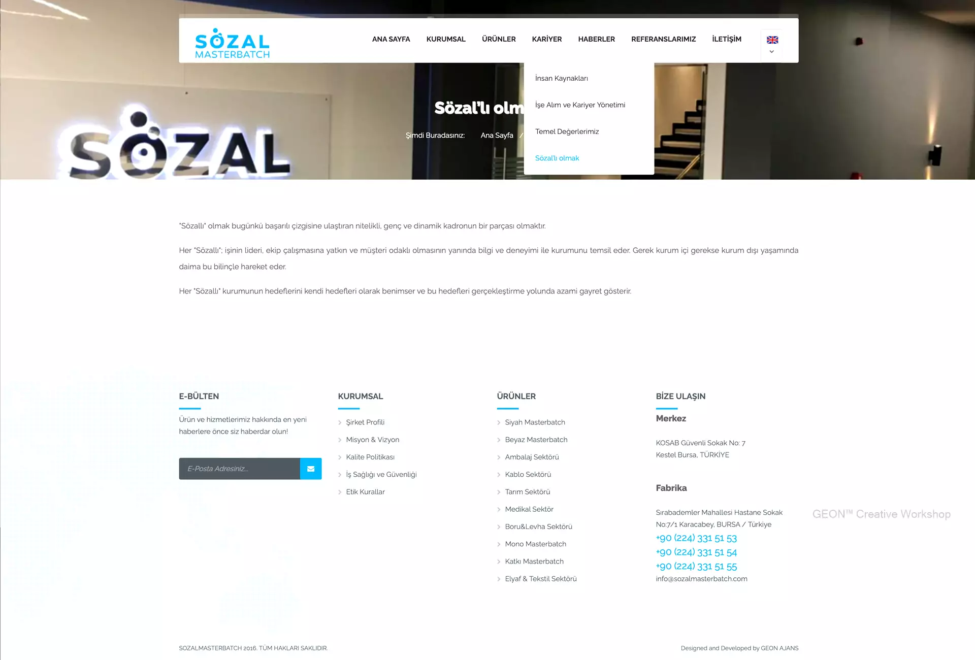 Bursa Web Tasarımı - Sözal Masterbatch 